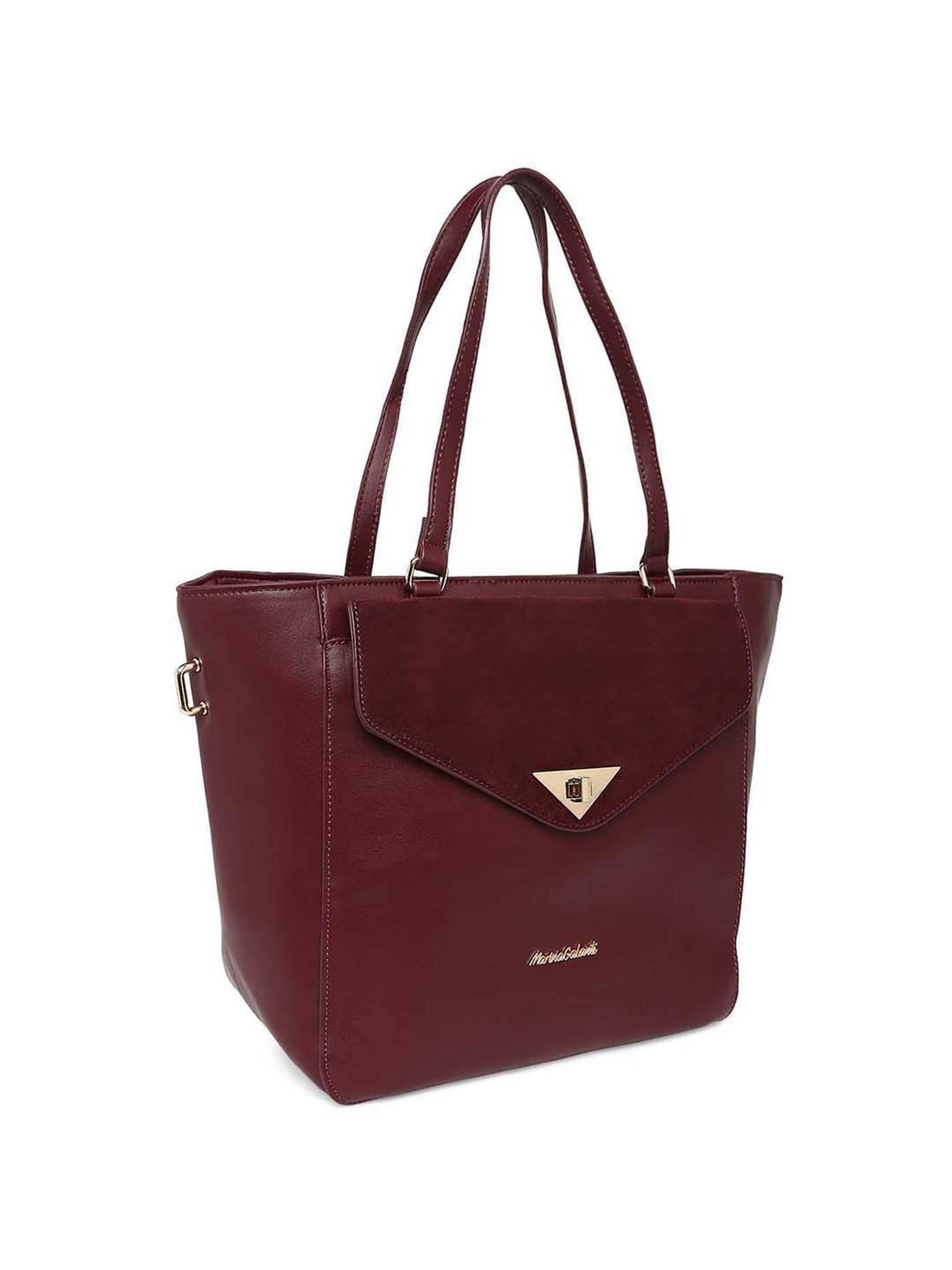 Marina Galanti Maroon Solid Medium Tote Handbag
