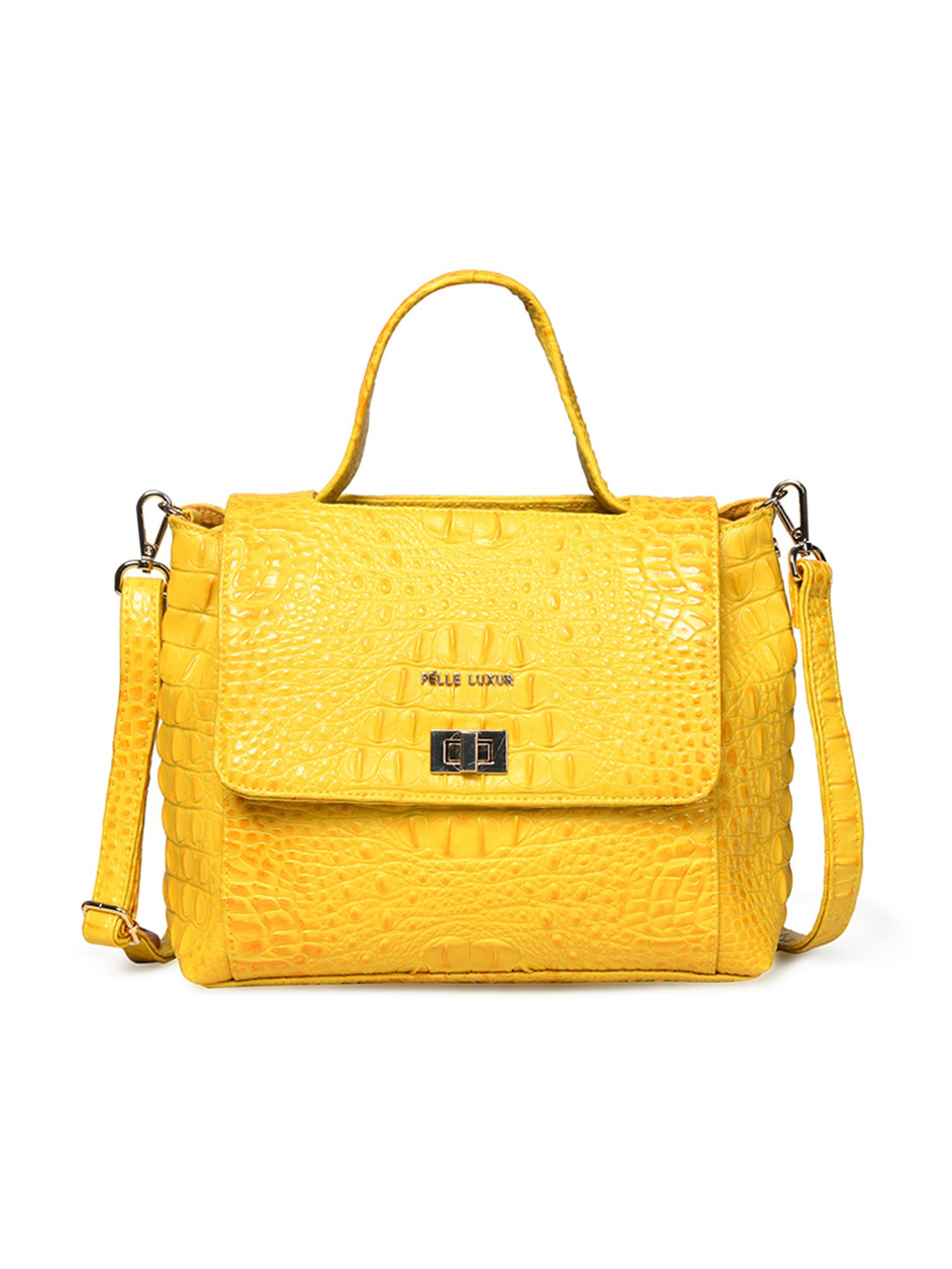 PELLE LUXUR Yellow Animal Effect Medium Cross Body Bag
