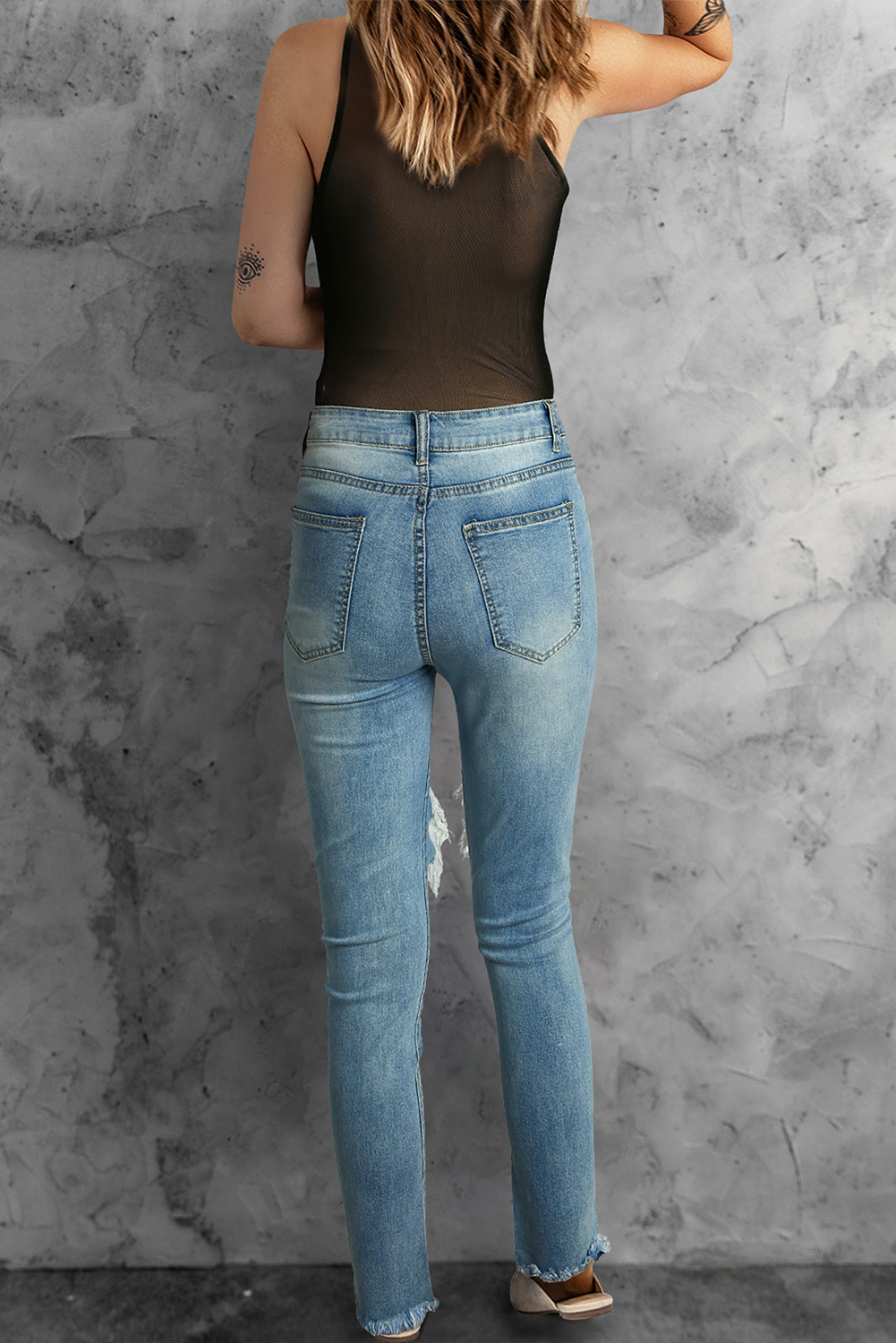 Black Ruffled Mesh Patchwork Slim Fit Bodysuit