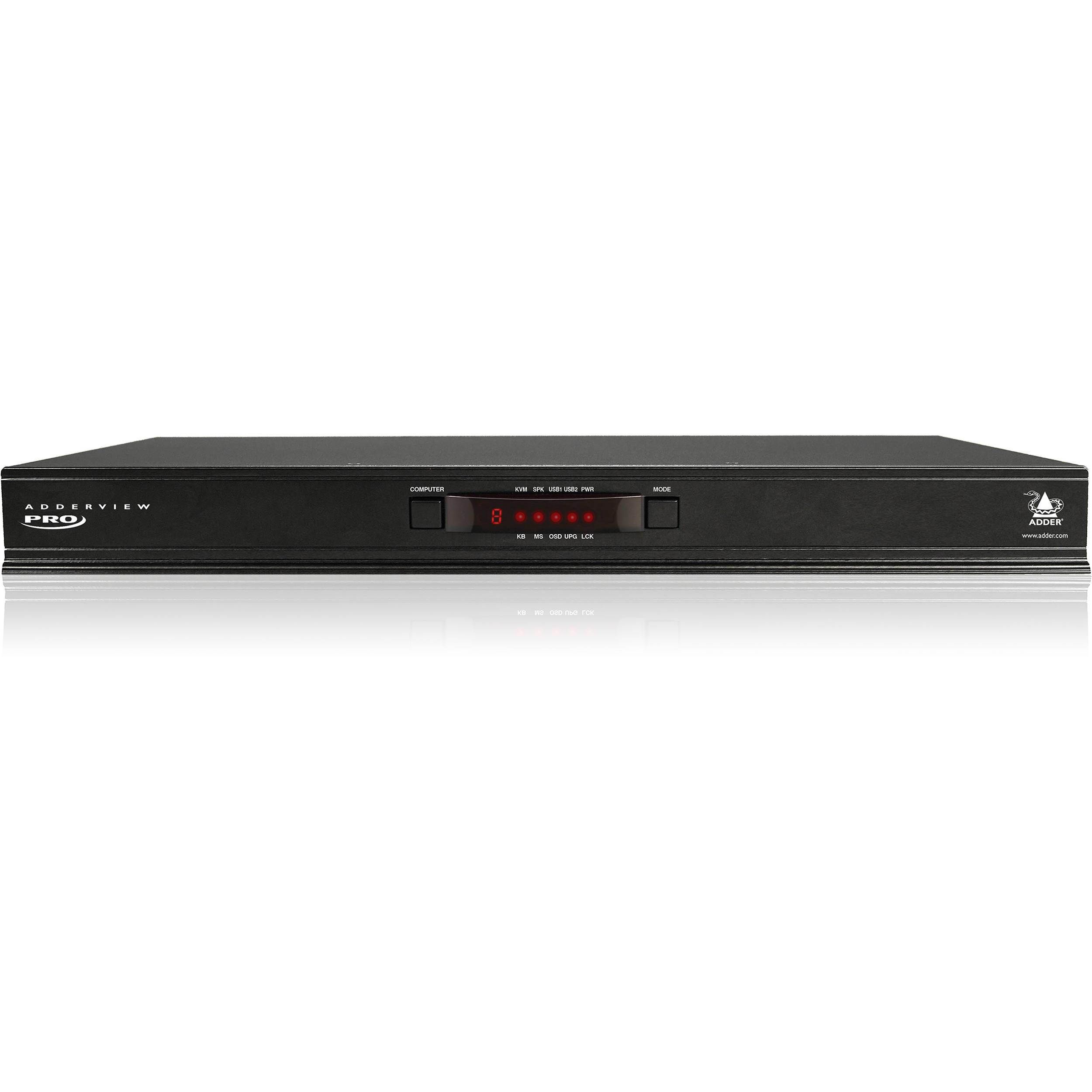 Adder - AV8PRO-DVI-US - AdderView Pro 8-port, Dual link DVI-I with USB true emulation technology