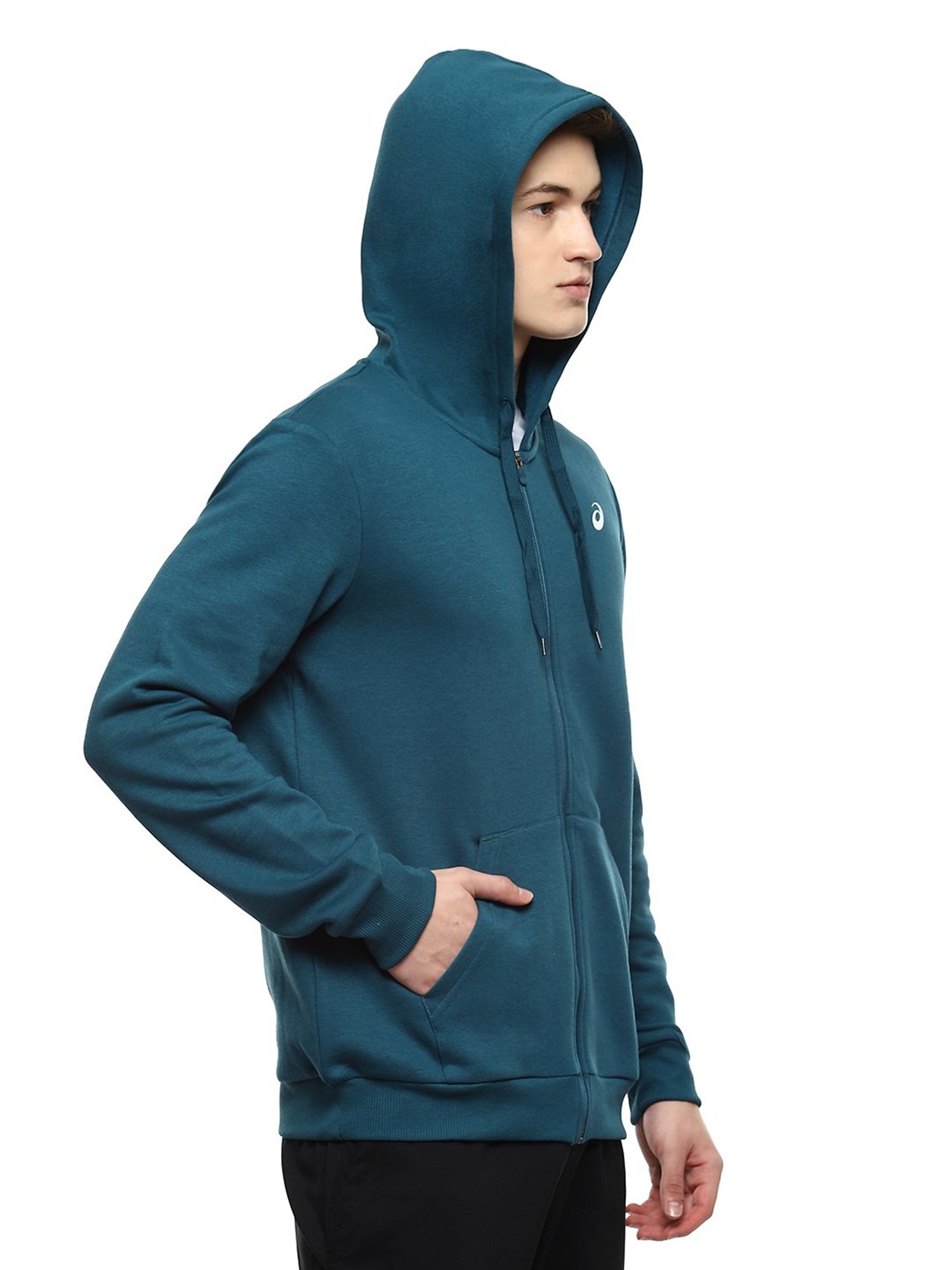 Asics One Point FZ Teal Regular Fit Hooded Sweatshirt