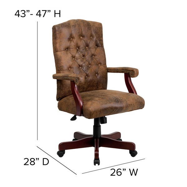 Bomber Brown Classic Executive Swivel Office Chair with Arms