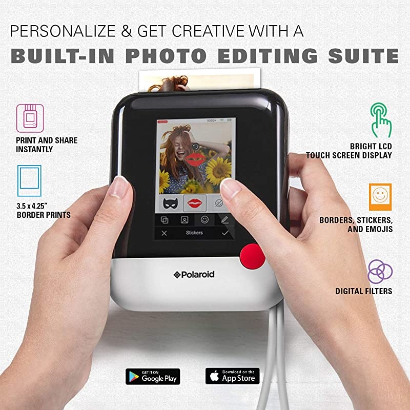Polaroid Pop 20 2 in 1 Wireless Portable Instant 3x4 Photo Printer amp Digital 20MP Camera with Touchscreen Display Builtin WiFi White