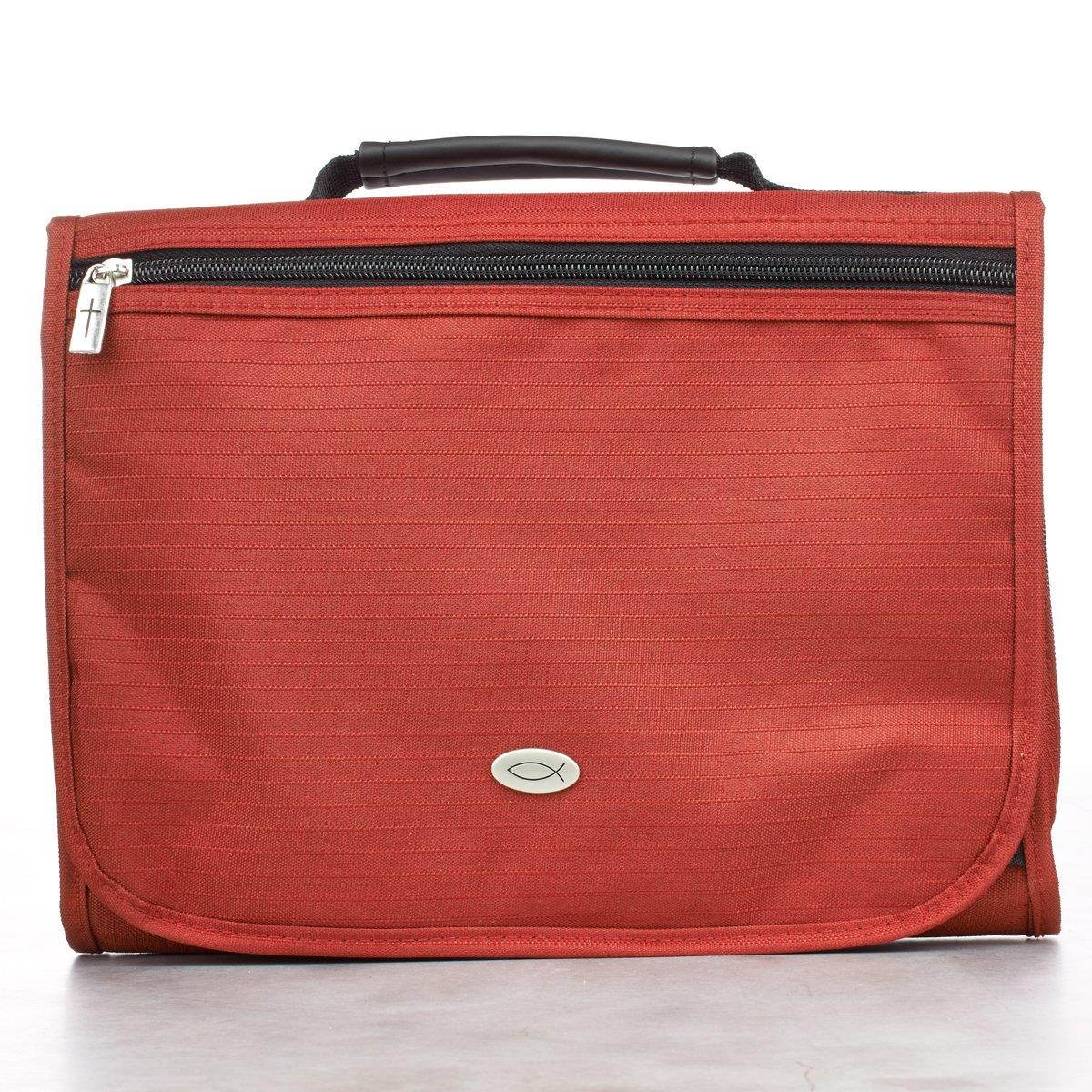 Three-Fold Textured Poly-Canvas Bible Organizer (Large, Maroon)