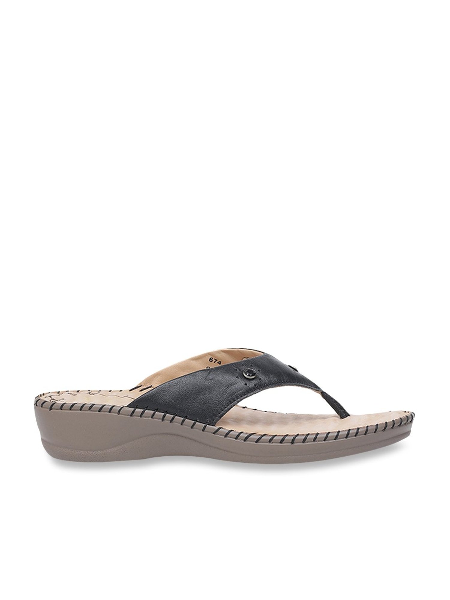 Scholl by Bata Women's Black Thong Wedges