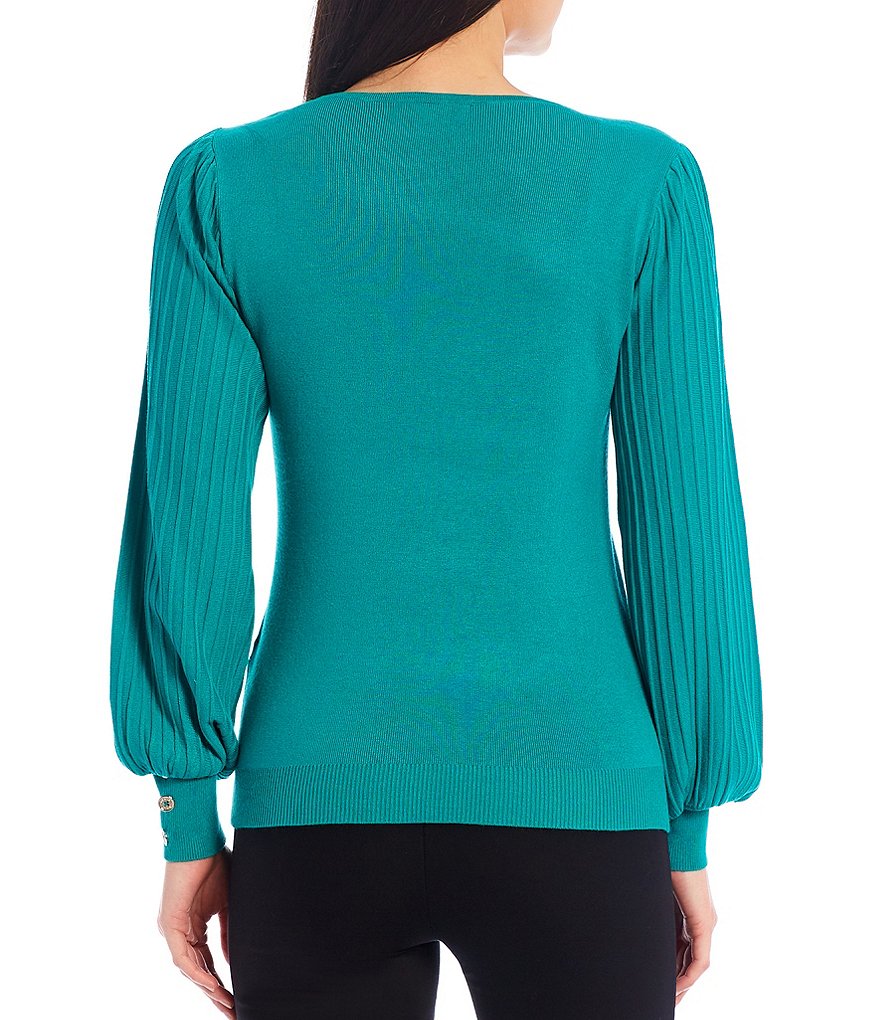 Alex Marie Rosa 3/4 Sleeve Button Front Round Neck Cardigan