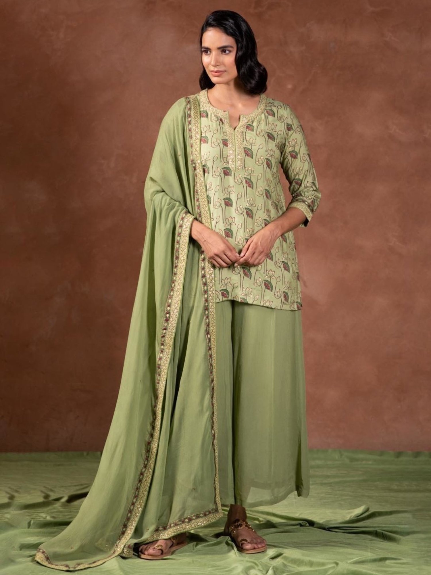 Prakriti Jaipur Green Kamal Kurta