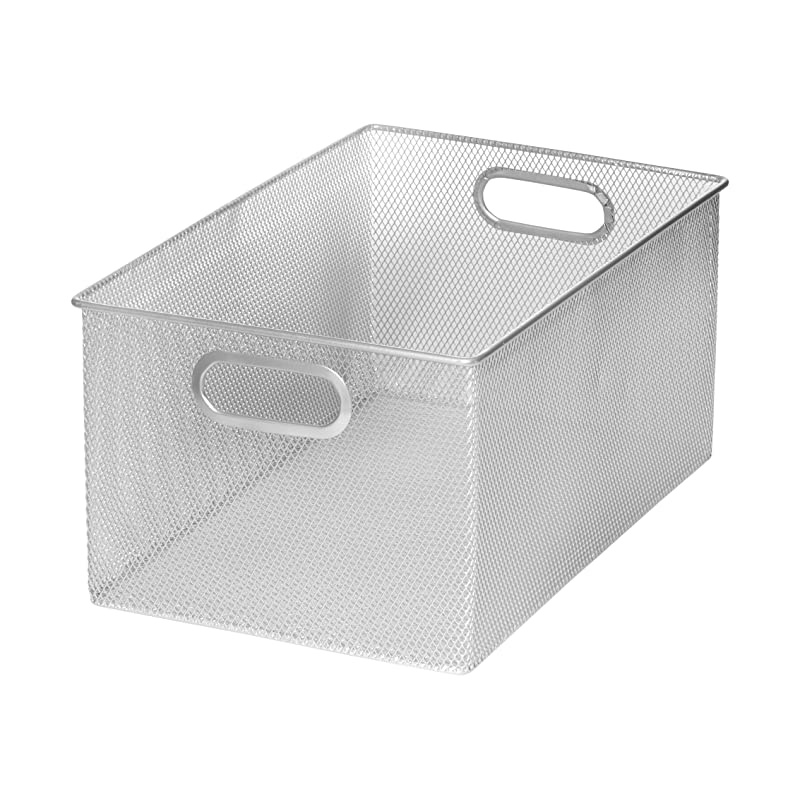 Silver Mesh Open Bin Storage Basket Organizer 1325quot Length X 85quot Width X 65quot Height 2321