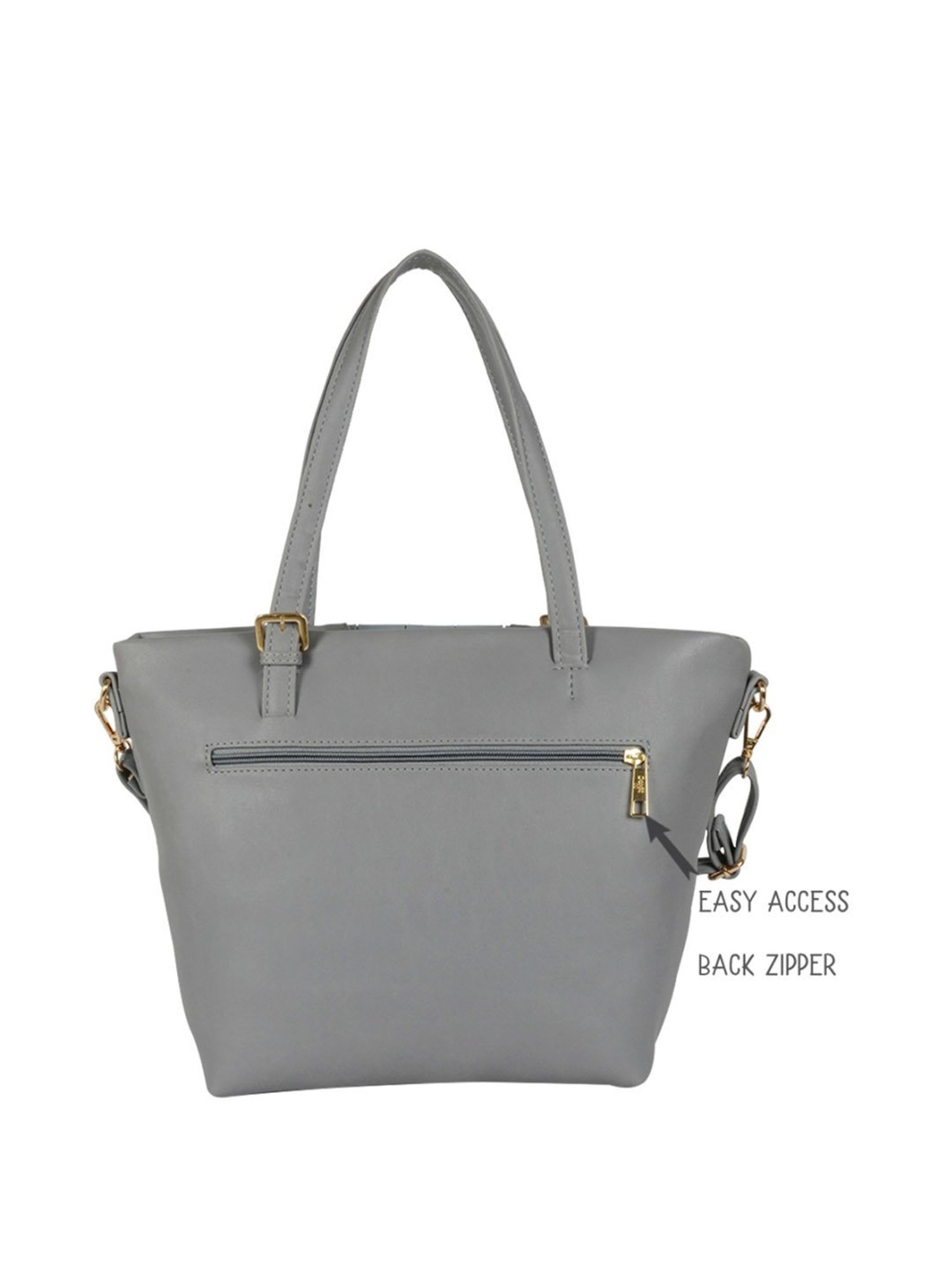 Baggit Grey Textured Medium Tote Handbag