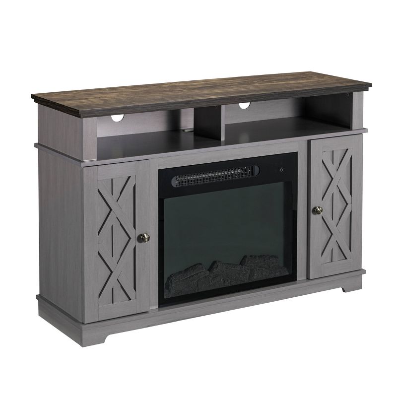 48" TV Stand For TVs up to 55" with Electric Fireplace Gray - Home Essentials