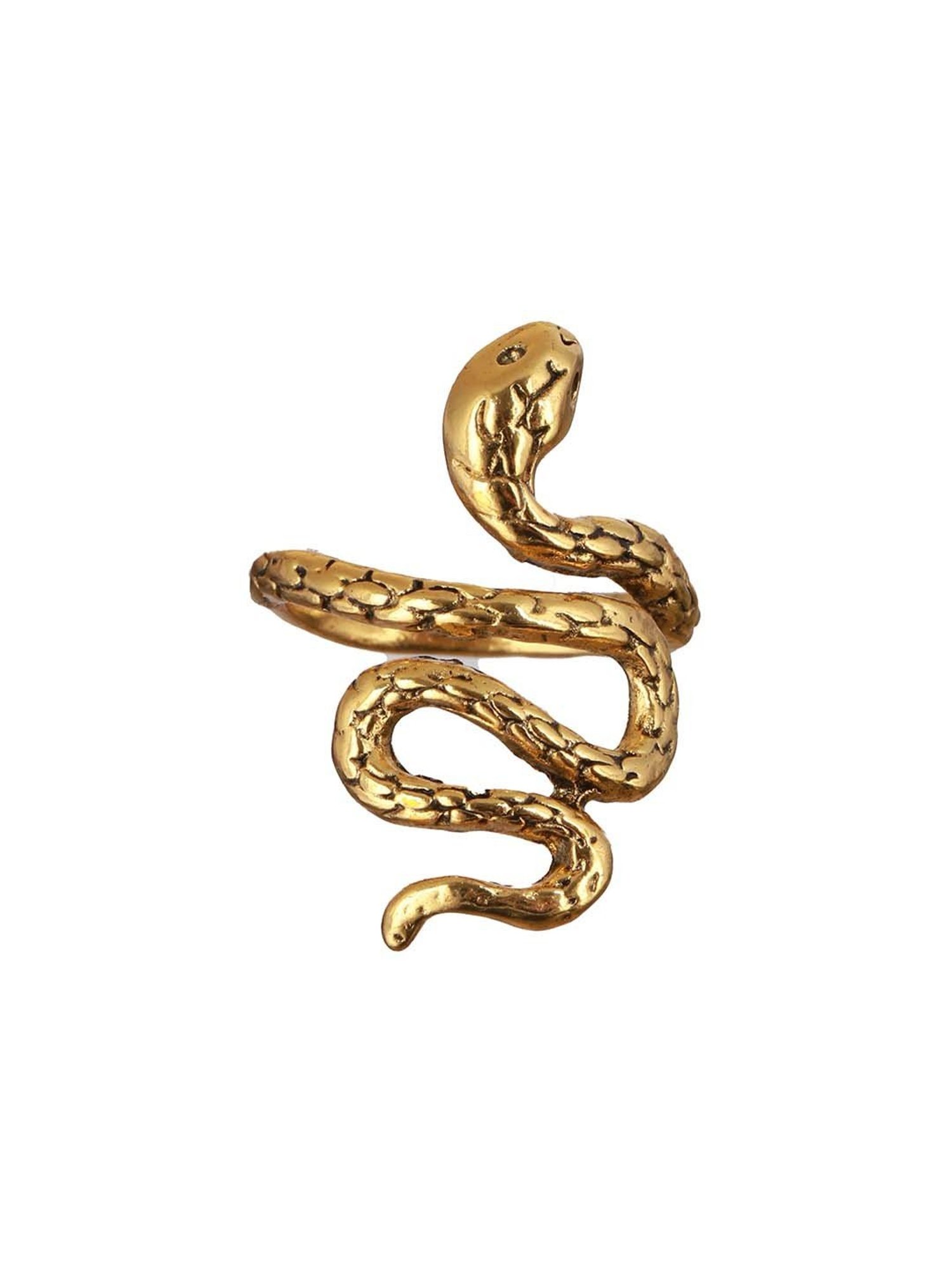 Bold by Priyaasi Textured Golden Snake Gold-Plated Ring for Men