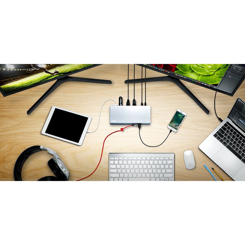 ATEN USB-C Multiport Dock with Power Charging - for Desktop PC - 90 W - USB Type C - 3 x USB Ports - Network (RJ-45) - HDMI - DVI - DisplayPort