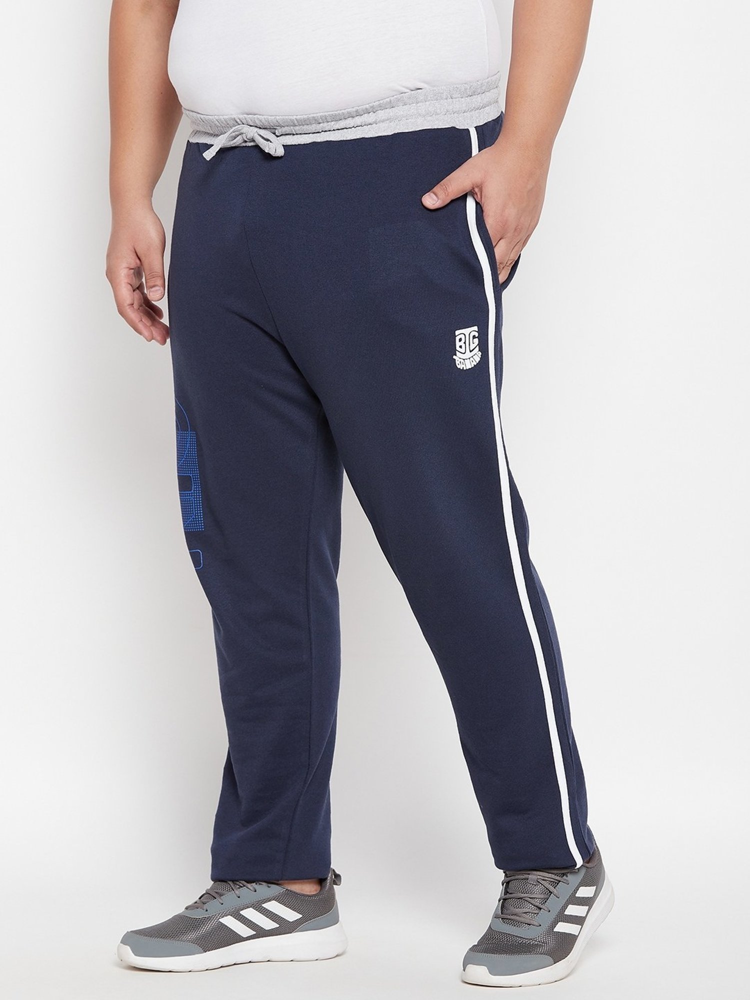 Bigbanana Navy Cotton Regular Fit Printed Trackpants