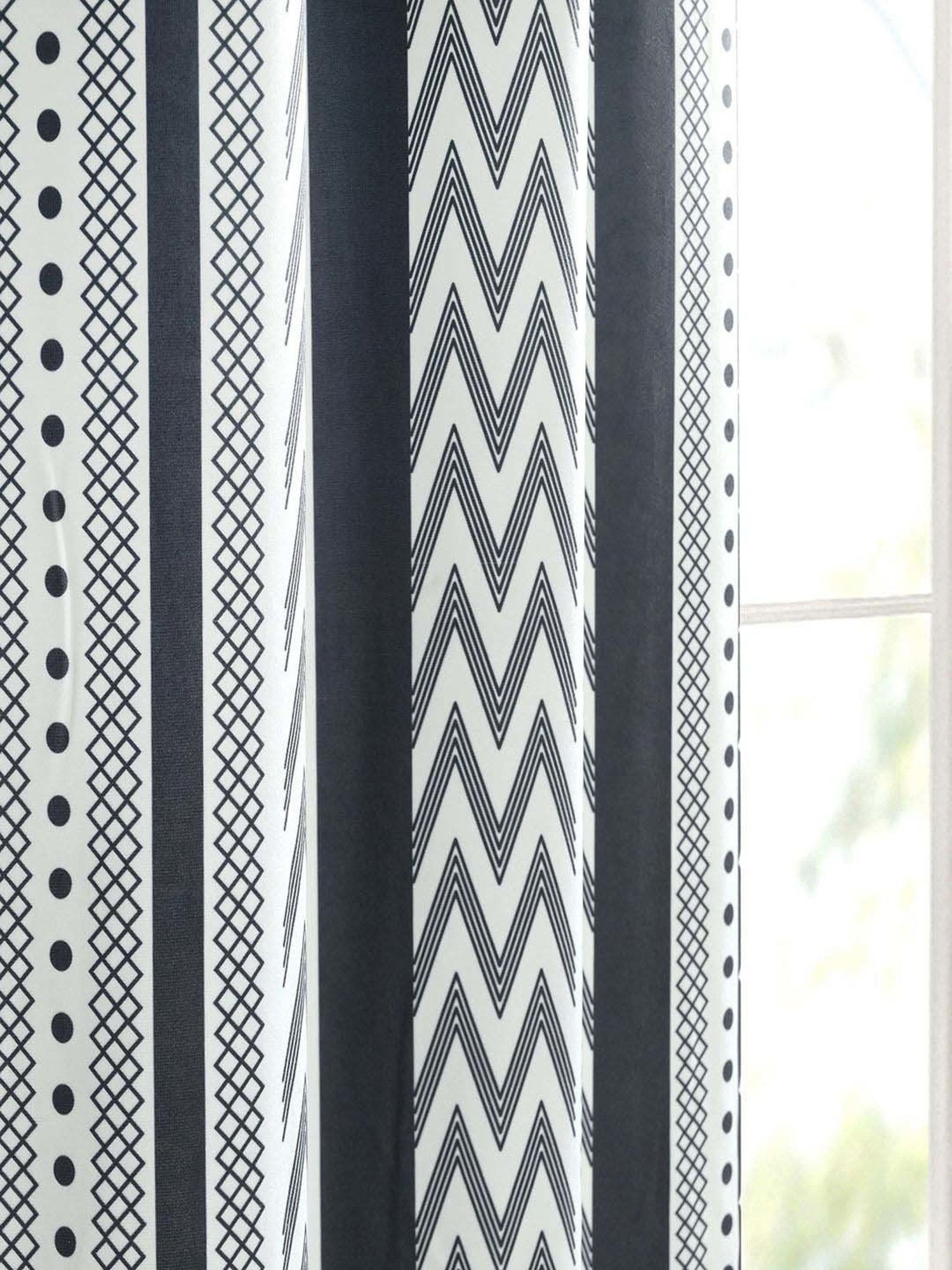 Saralhome Aveda Velvet Boho Print Door Curtain 2pc, Ivory. 4X7 Feet