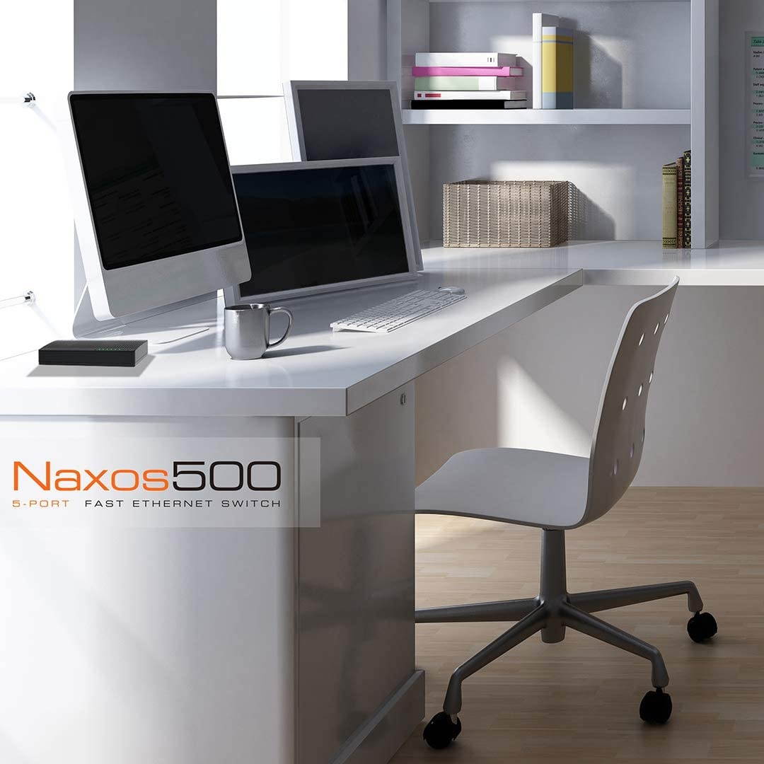 Nexxt Solutions 5-Port Fast Ethernet Network Switch [Naxos500] | Smart Plug and Play Unmanaged Desktop Switch with Internet Splitter