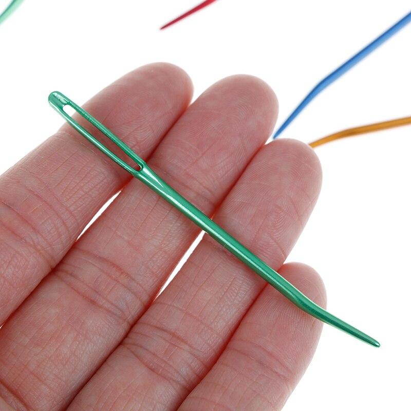 2pcs Aluminum Bent Tip Tapestry Darning Knitting Needles Needlework Crafts Sewing Bent Needle Big Eye Yarn Knitting Needle