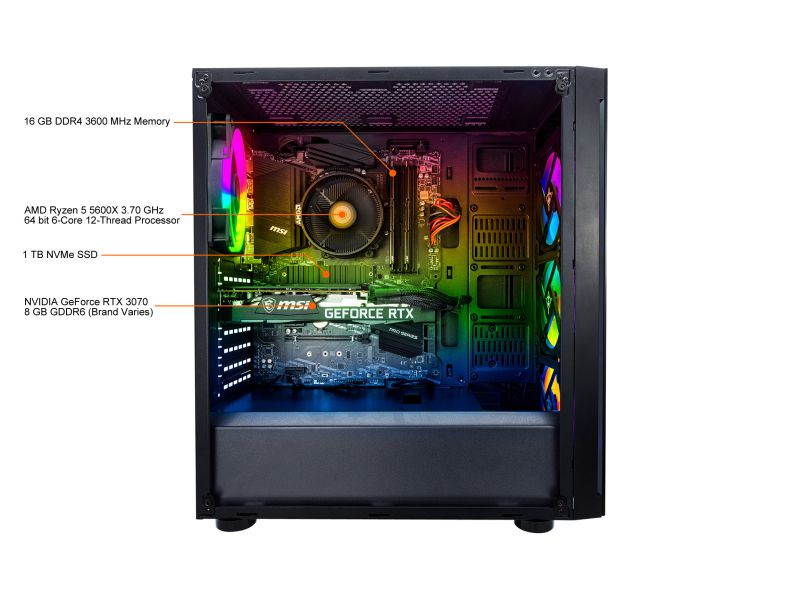 Yeyian Gaming Desktop Katana R02 YPB-KAT-R02 Ryzen 5 5000 Series 5600X (3.70 GHz) 16 GB DDR4 1 TB NVMe SSD NVIDIA GeForce RTX 3070 Windows 10 Home 64-bit