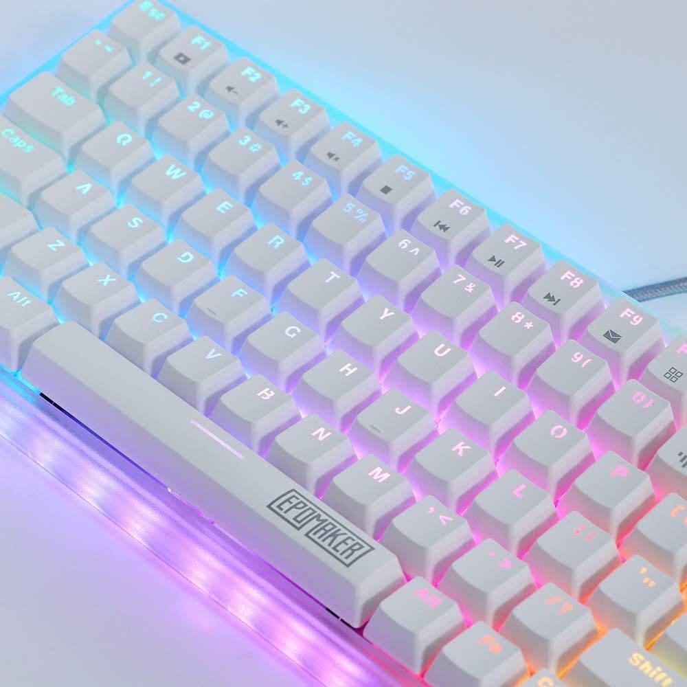 EPOMAKER HS84 84 Keys Wired RGB Hot Swappable Mechanical Keyboard with Translucent ABS Case, Shine Through Legend for Win/Mac/Gamers (Gateron Black Switch, White)