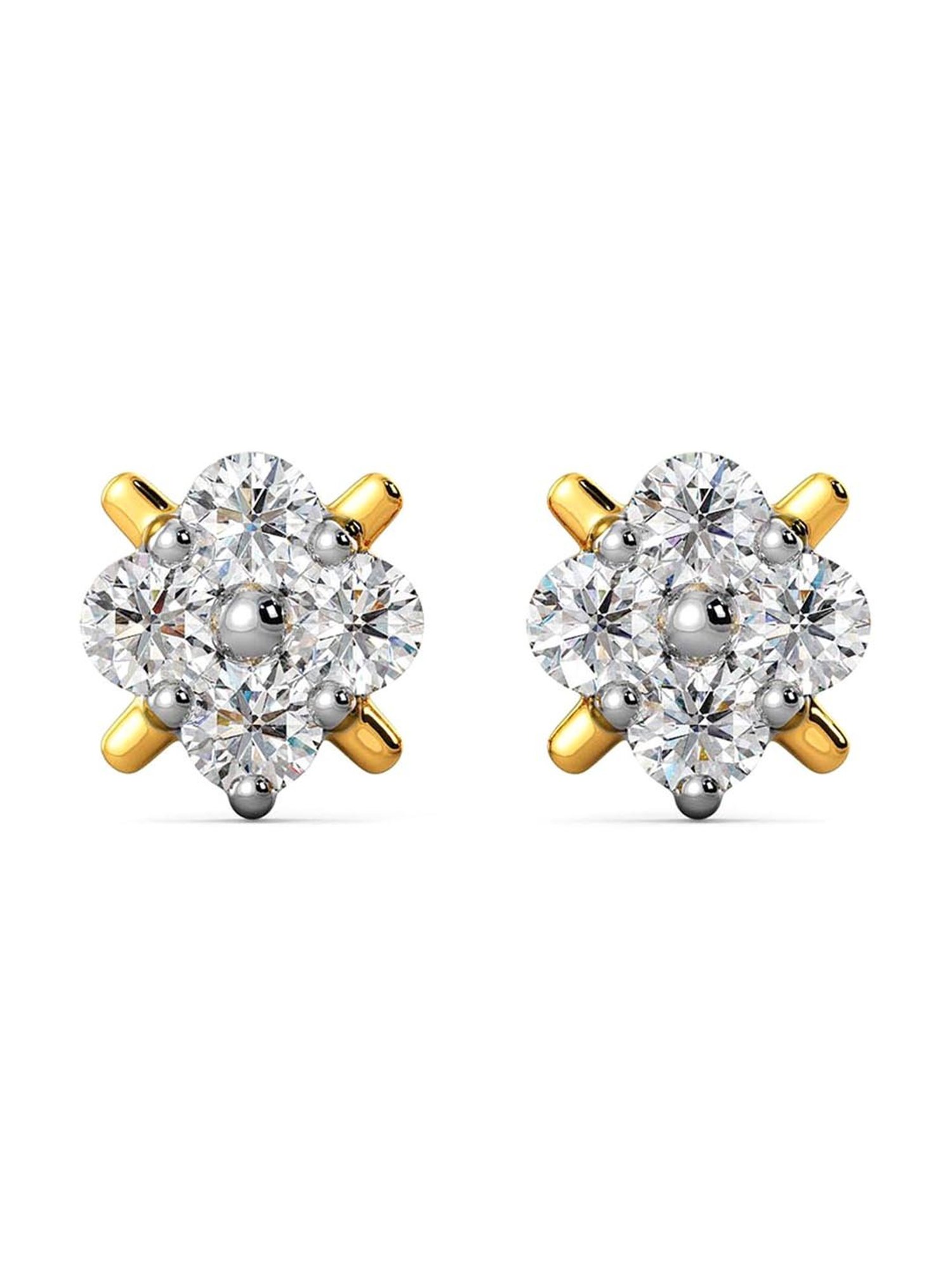 Joyalukkas 18k Yellow Gold & Diamond Stud Earrings for Girls