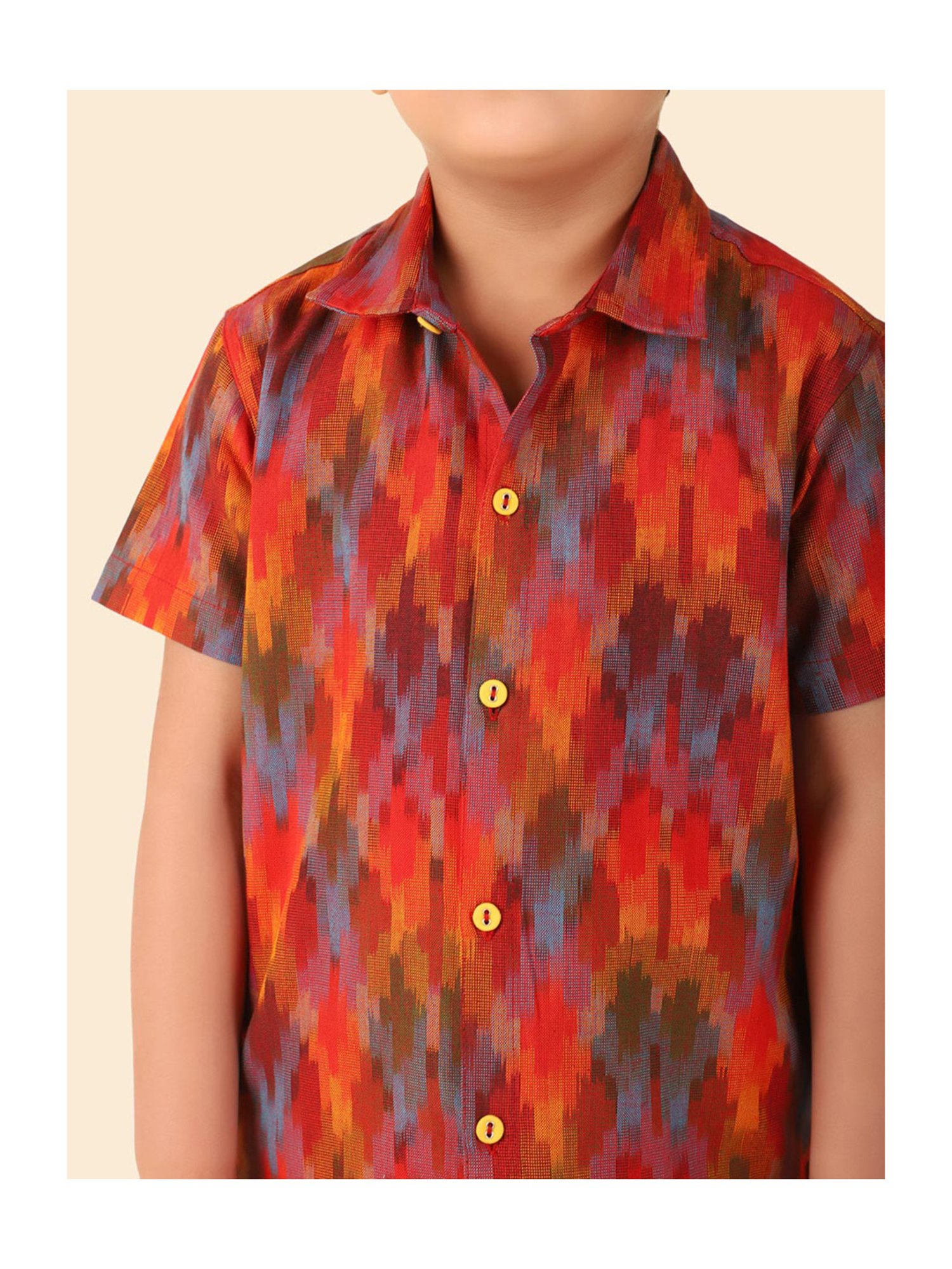 Fabindia Kids Red Printed Shirt