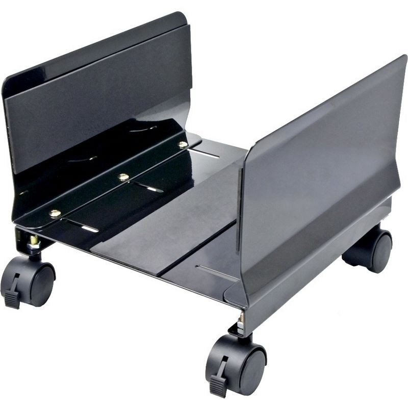 SYBA Multimedia Steel PC Stand for ATX Case with Adj. Width and 4 Caster wheels - 9.8" Width - Metal - Black
