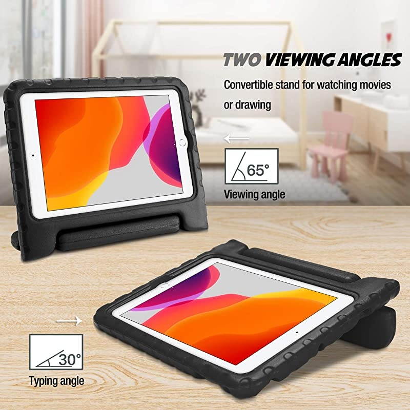 Kids Case for iPad 10.2 8th Gen 2020 / 7th Gen 2019 / iPad Air 10.5" 2019 / iPad Pro 10.5, Shockproof Convertible Handle Stand Cover Light Weight Kids Friendly Case for iPad 8th / 7th -Black