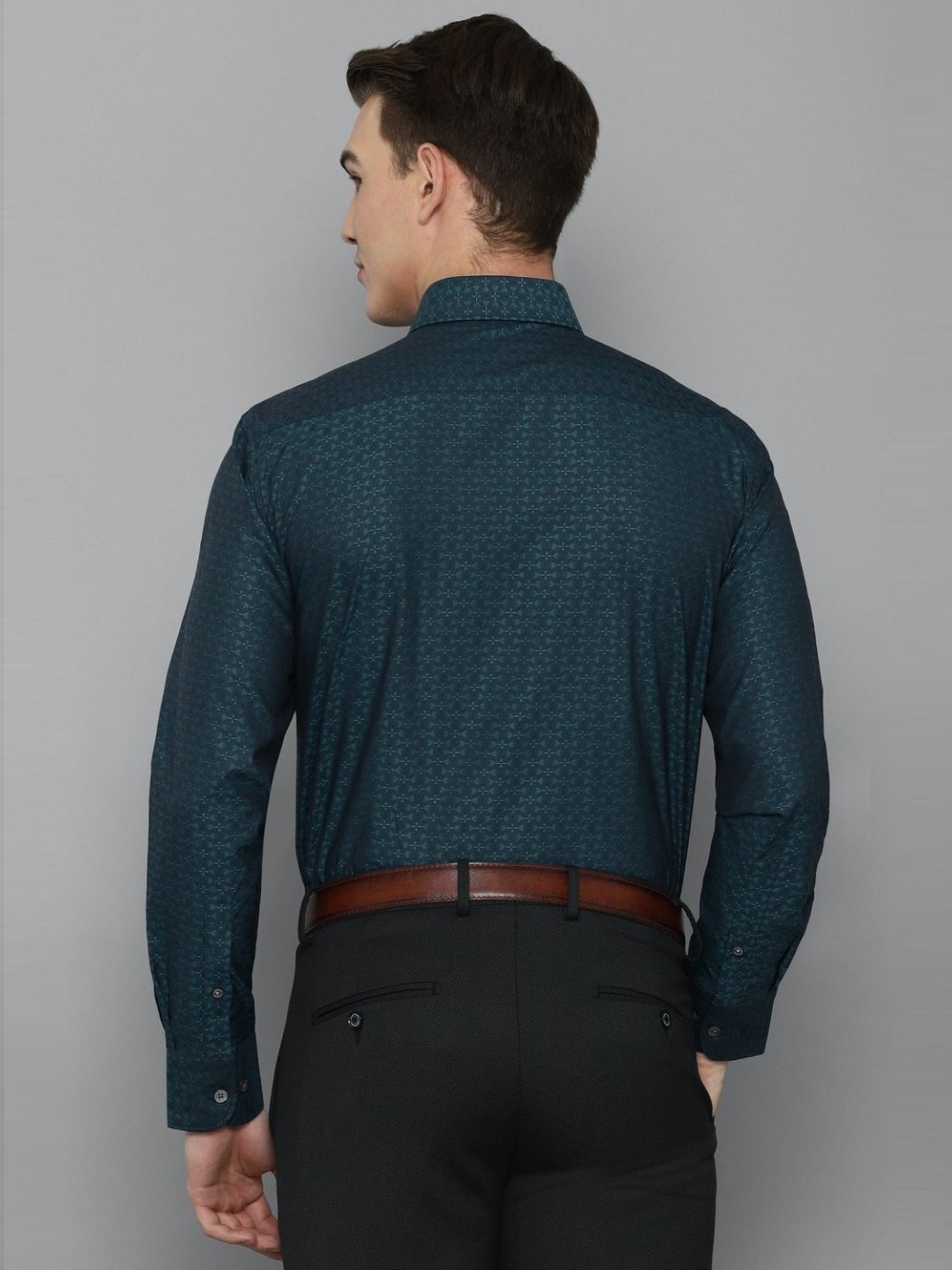 Luxure By Louis Philippe Green Cotton Regular Fit Printed Shirt