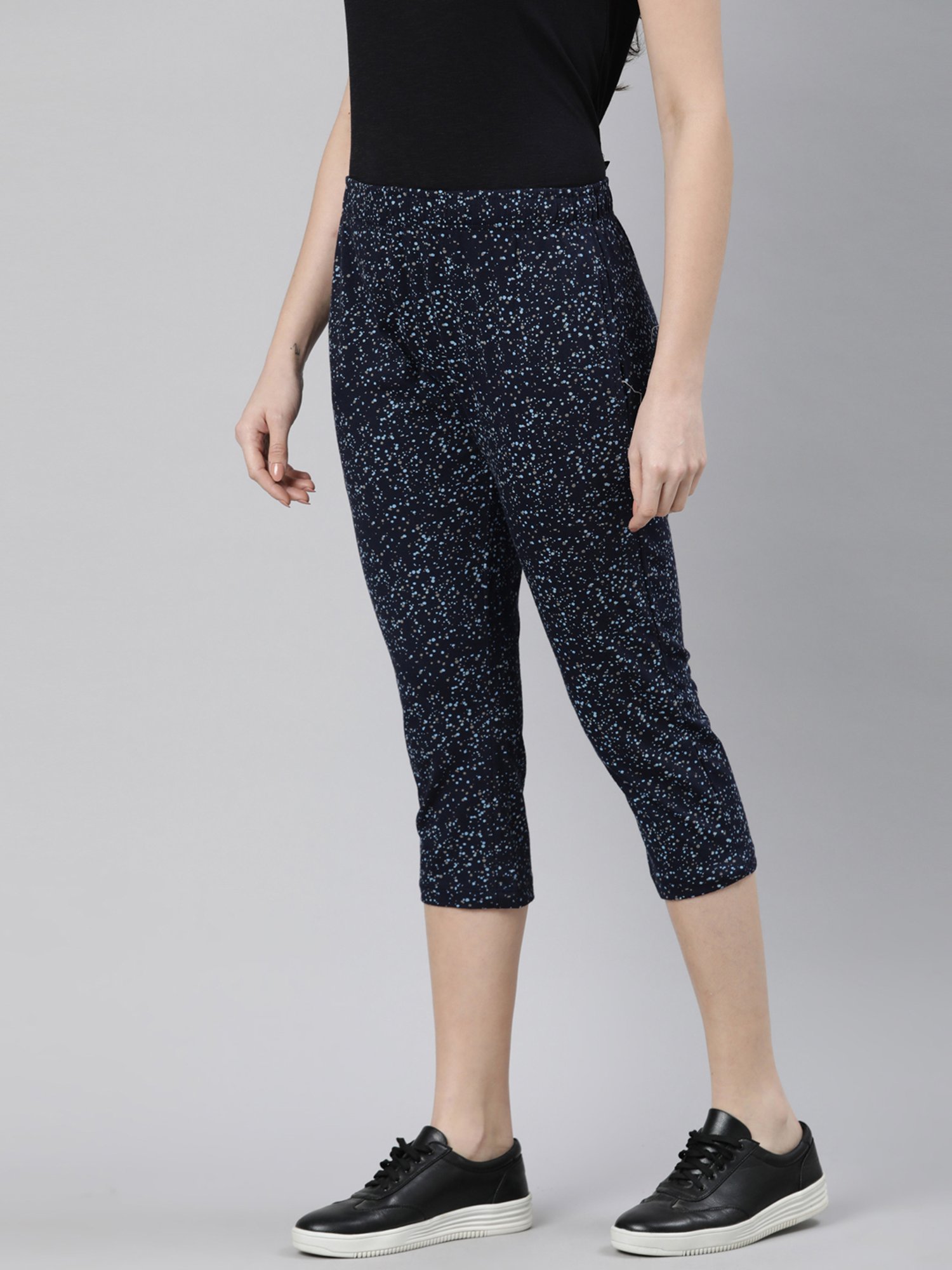 Dixcy Slimz Navy Cotton Printed Capris