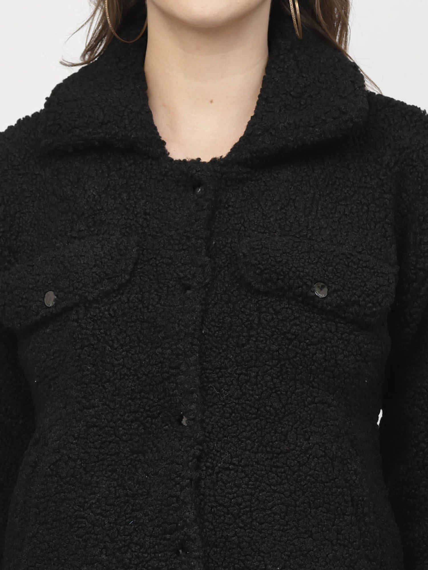 Juelle Black Front-Open Sweatshirt