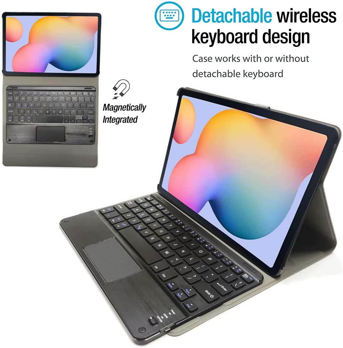 Keyboard Case for Samsung Galaxy Tab S7 Plus 12.4 inch 2020 Removable Wireless Keyboard Trackpad with Leather Cover for Samsung Galaxy Tab S7+ Mdoel SM-T970 / T975 / T976