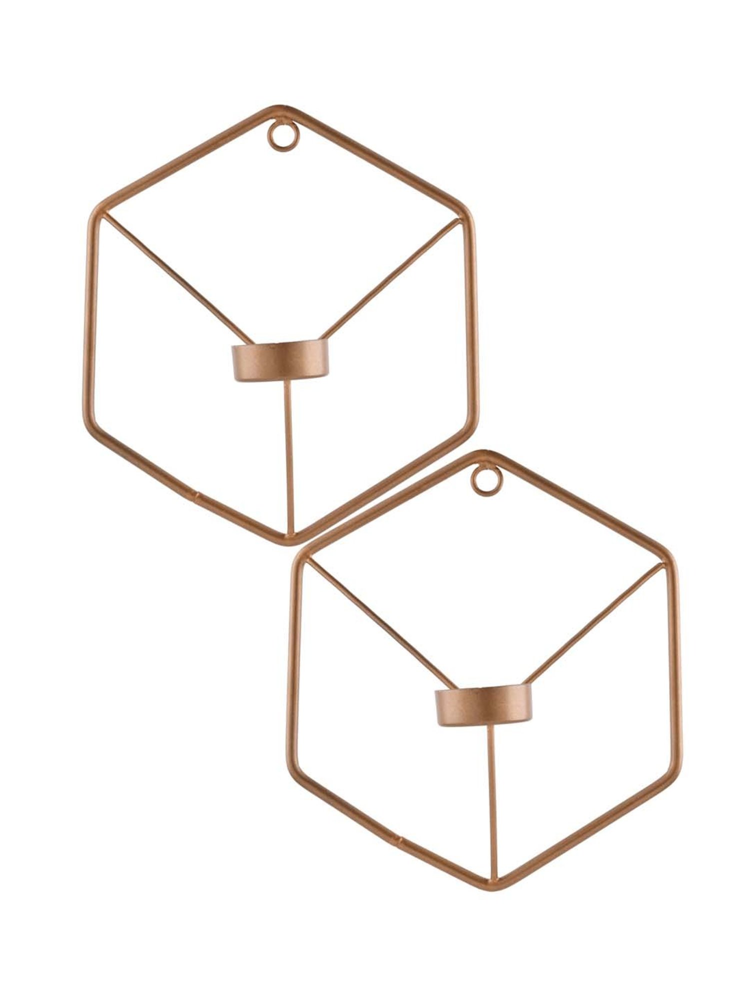 Homesake 'Birthday' Golden Metal Wall Candle Holder With Tea Light Candle - Set of 2