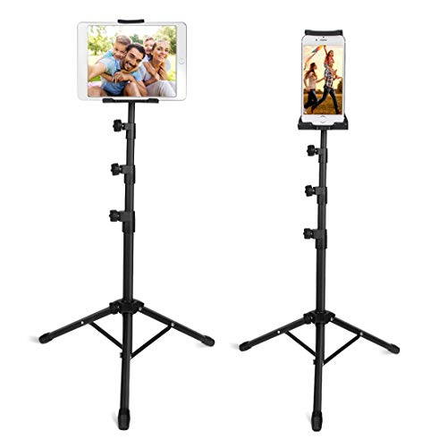 Phone iPad Tripod Stand, Portable Floor Tablet Holder Mount Height Adjustable 20 to 60 Inch 360 Degree Rotating for iPhone, iPad Mini, and All 4-12 Inch Phone and Tablets, Coming with Carrying Bag
 US