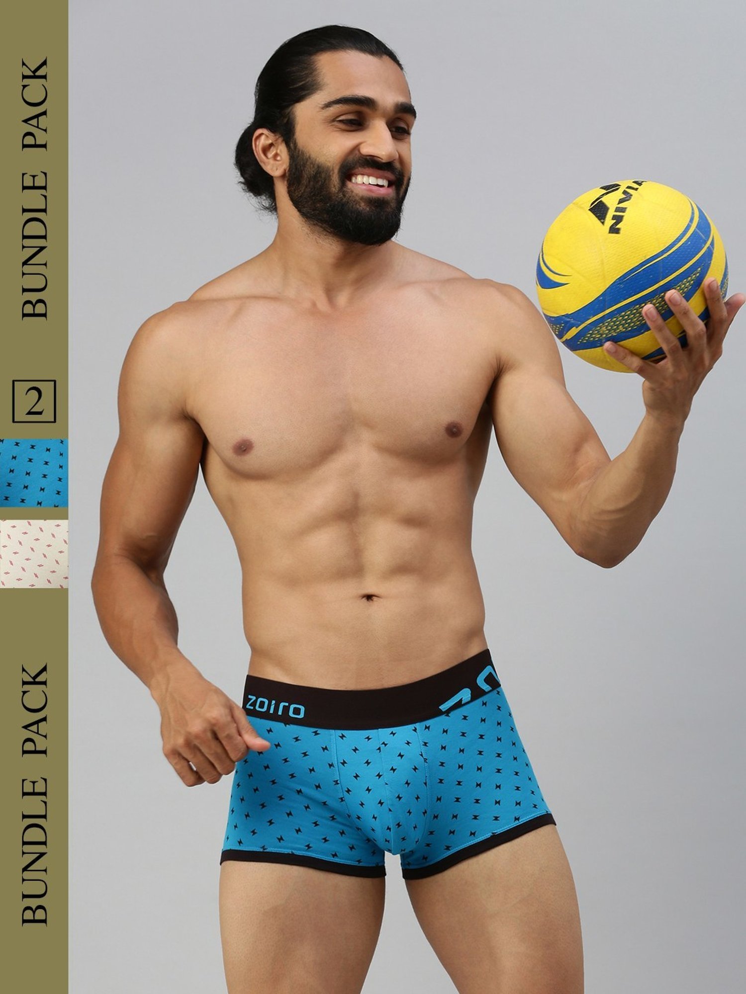 Zoiro Blue Danube & Pumic Stone Regular Fit Printed Trunks - Pack Of 2