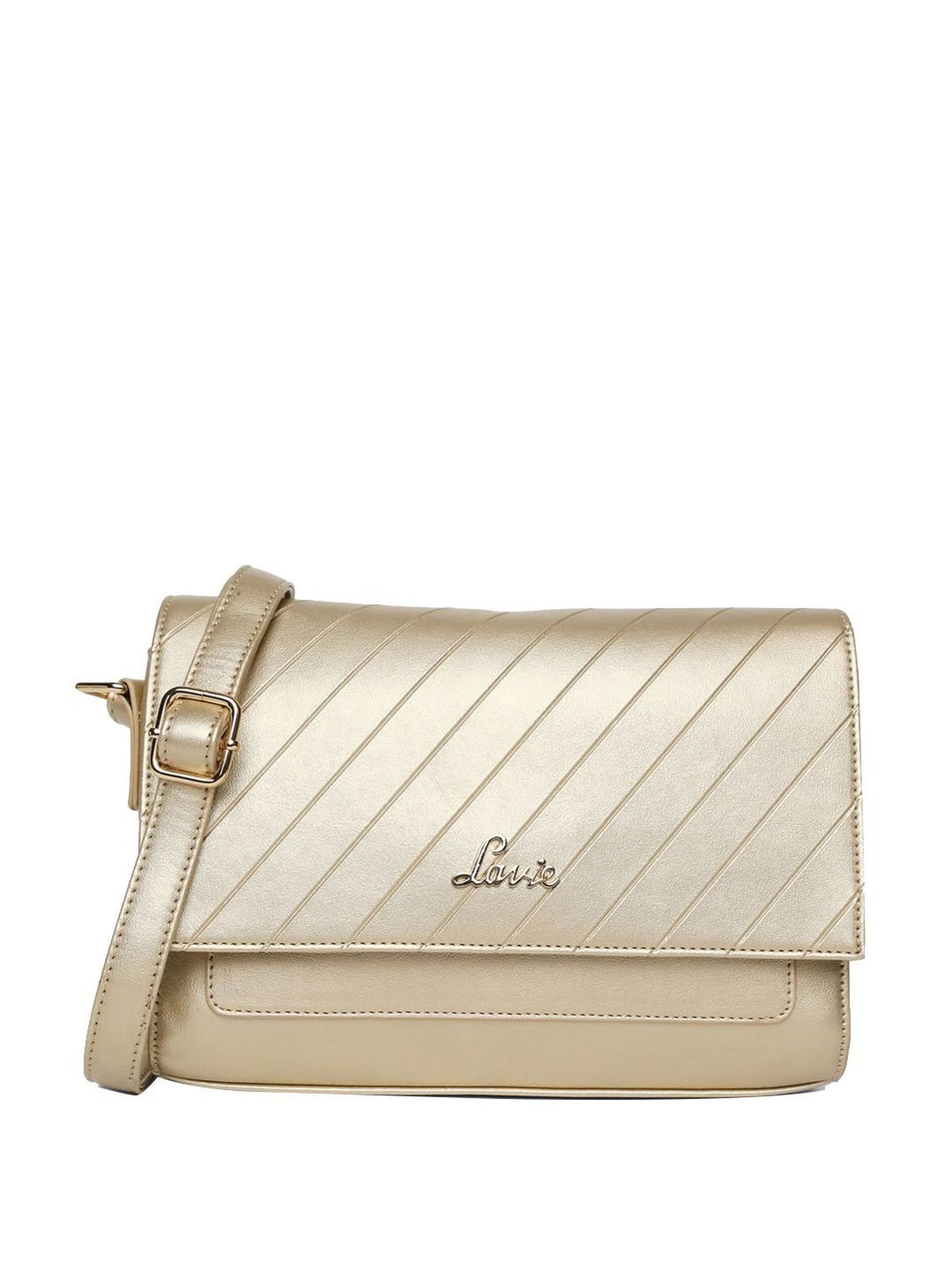 Lavie Golden Small Textured Sling Handbag
