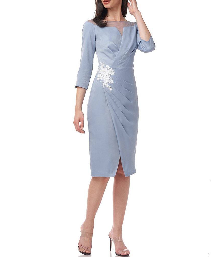 JS Collections Parker Illusion Yoke Sequin Knit Midi Dress