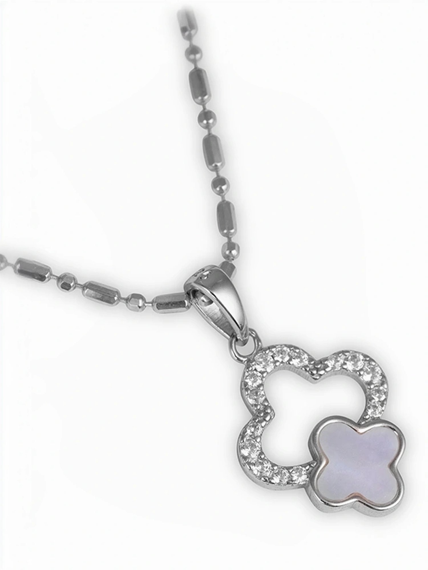 Touch925 Sterling Silver Zircon Bloom Pendant Set for women