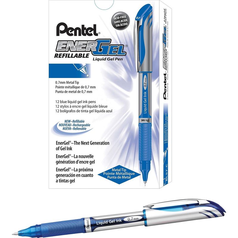 Pentel Liquid Gel Pen Refillable .7mm Blue Barrel/Ink BL57C