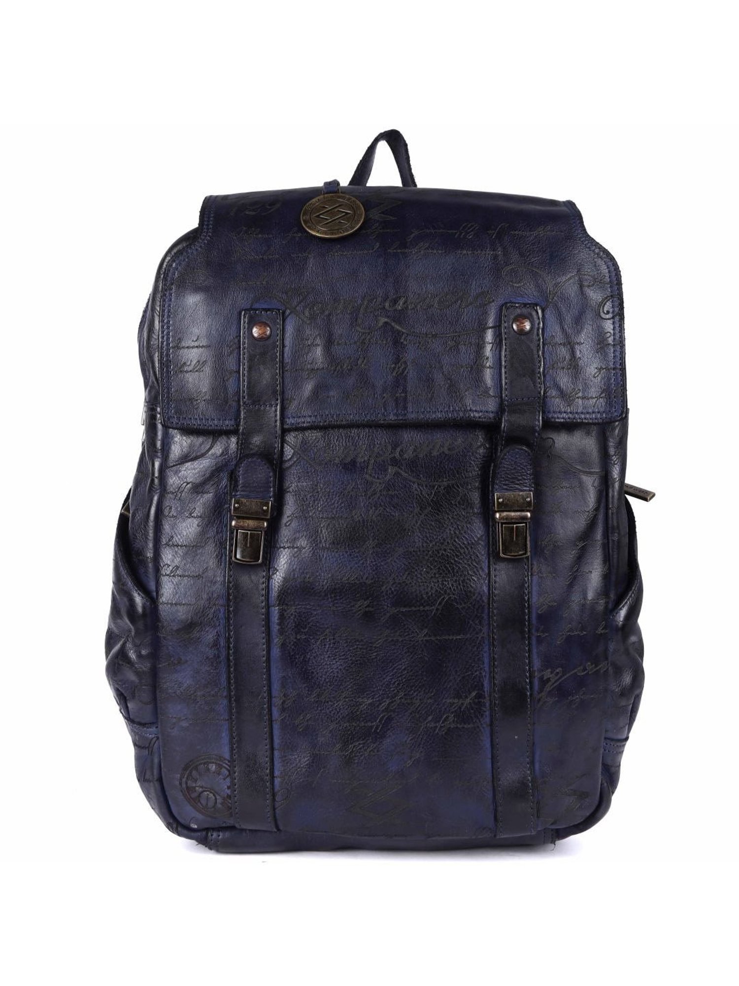 KOMPANERO Maverick Blue Leather Solid Backpack