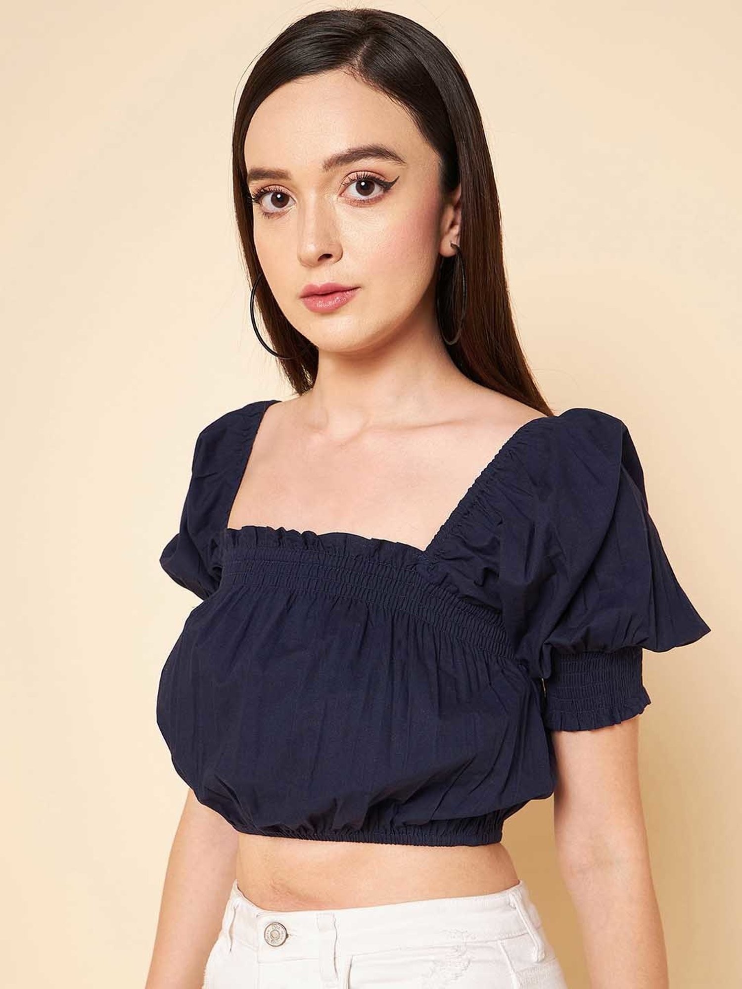 High Star Navy Crop Top