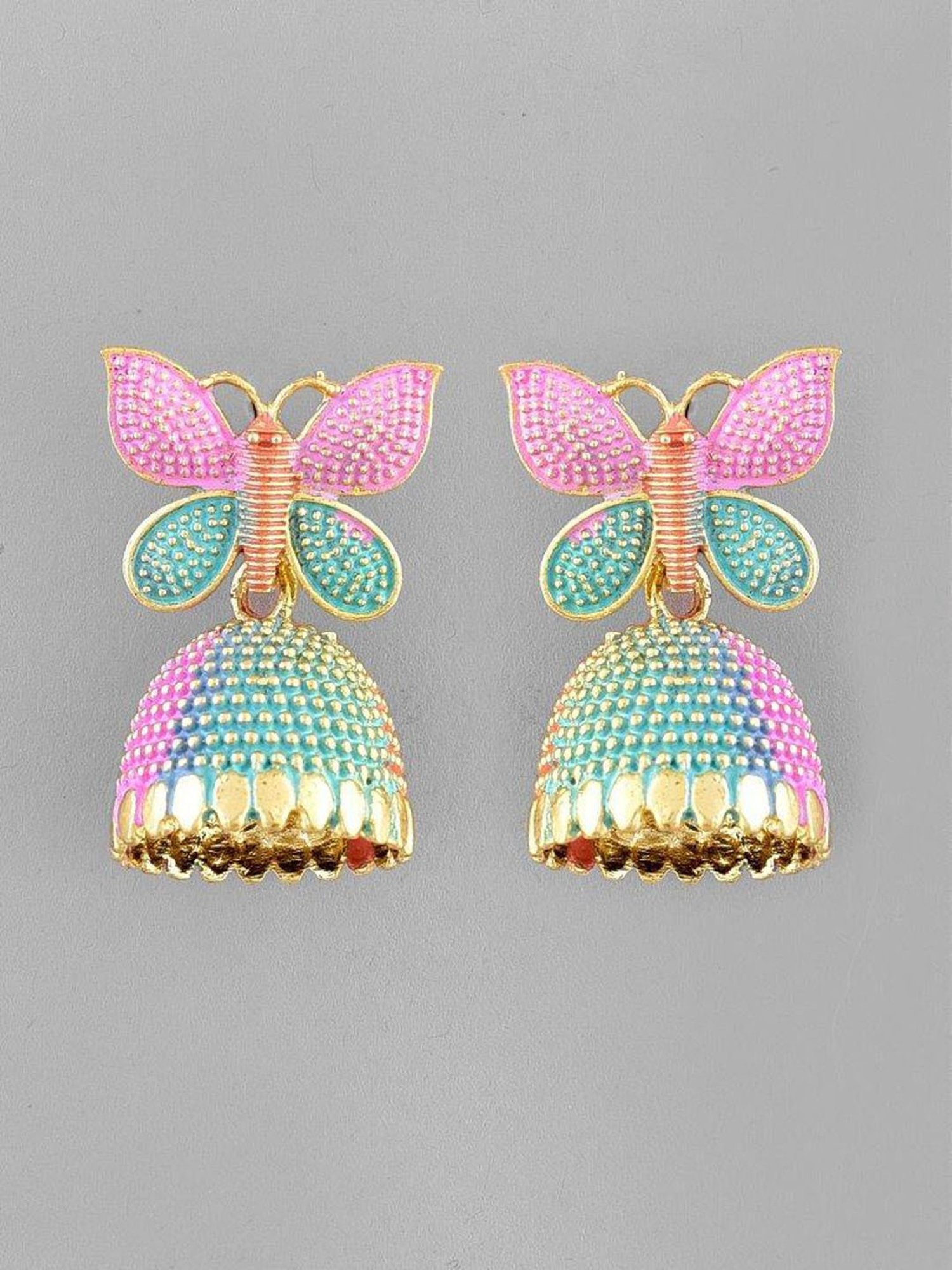 VOJ Multi Color Butterfly Contemporary Jhumka Earrings for Women