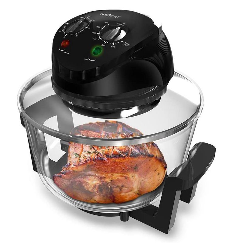 NutriChef PKCOV45 Kitchen Countertop Electric Air Fryer Convection Oven Cooker w/ 18 Quart Cooking Bowl, Tongs, and Racks for Oil Free Food (2 Pack)