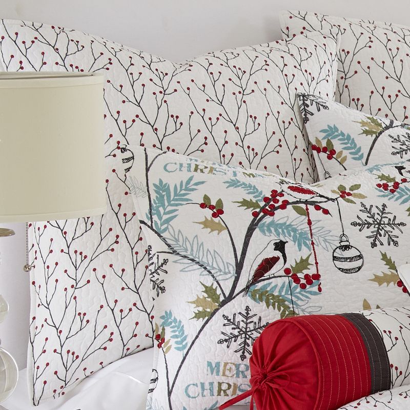 Holly Holiday Euro Sham Set of 2 White - Levtex Home