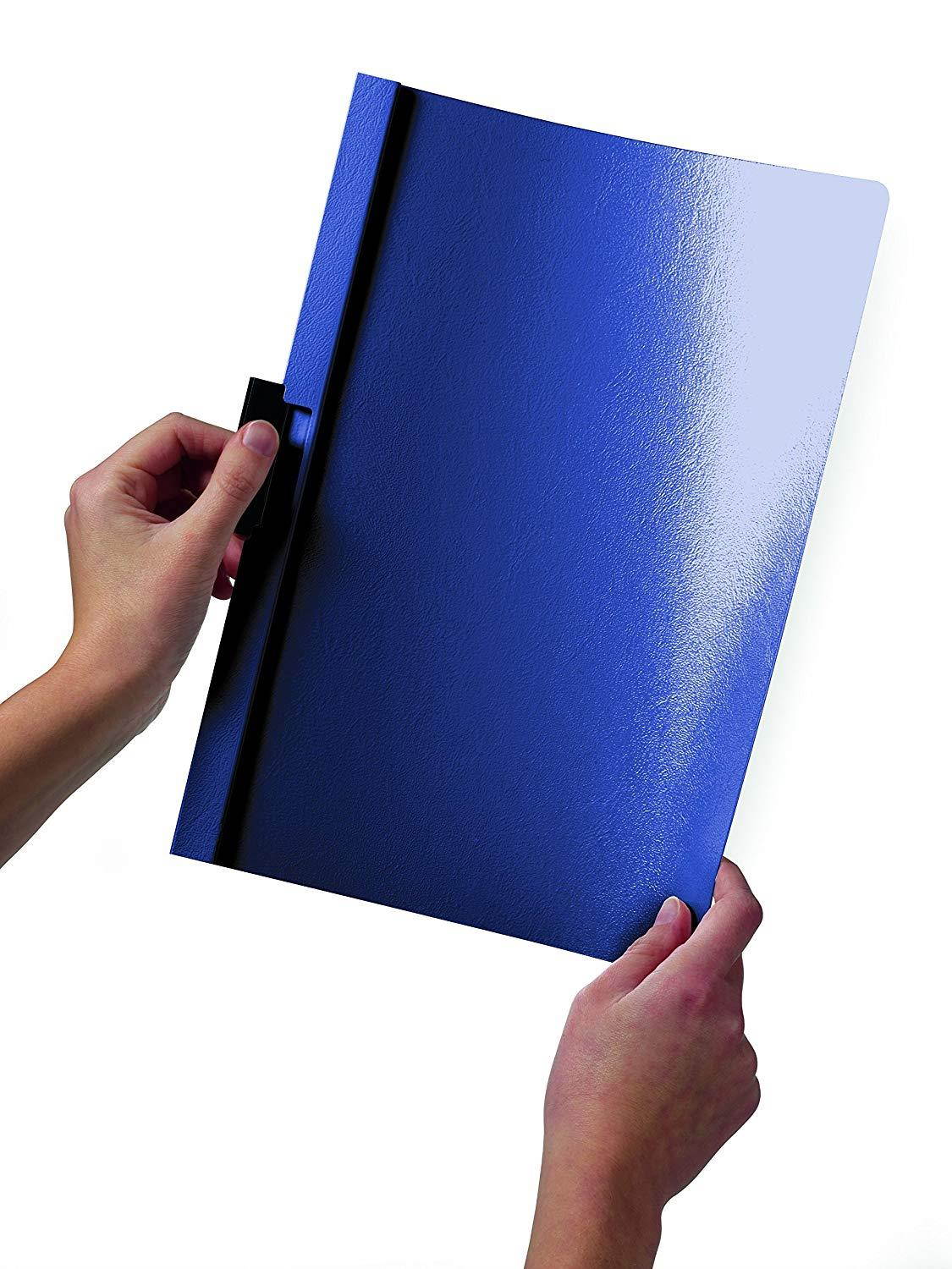 DURABLE Vinyl DURACLIP Report Cover, Letter, Holds up to 30 Pages, Clear/Navy Blue, 25 per Box (220328)