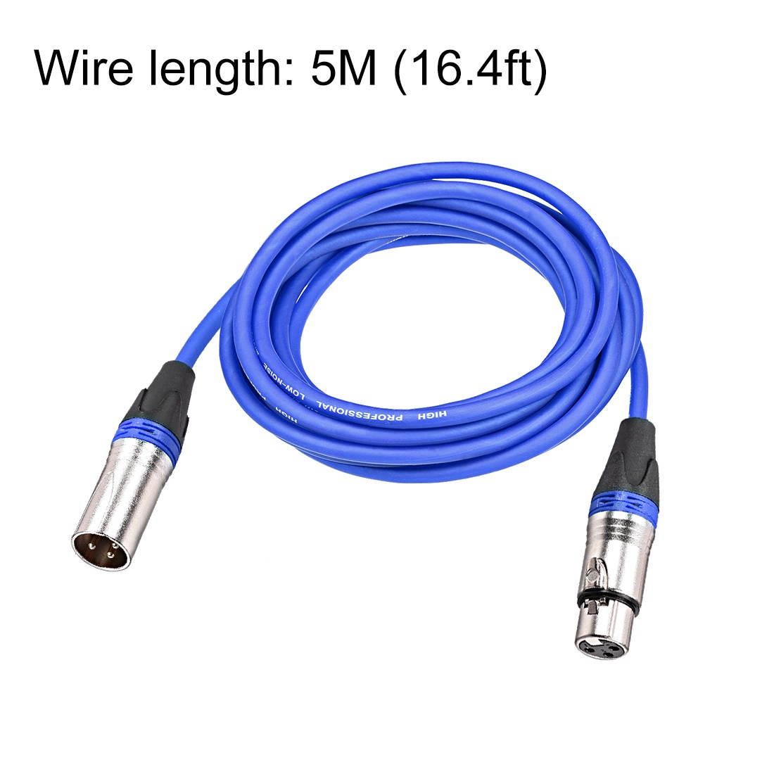 XLR Male to XLR Female Cable Line for Microphone Video Camera Sound Card Mixer Blue Silver Tone XLR Blue Line 5M 16.4ft