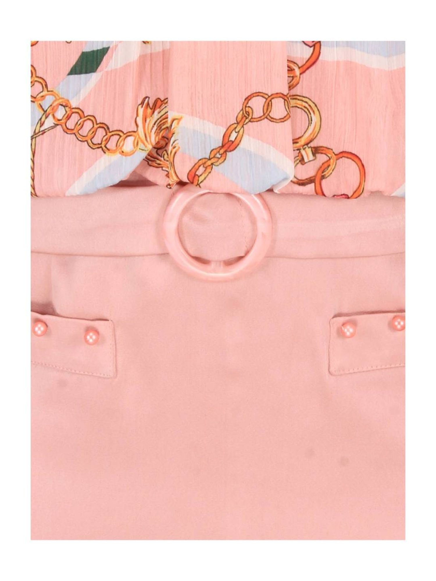 Cutecumber Kids Peach Printed Shift Dress with Hairband