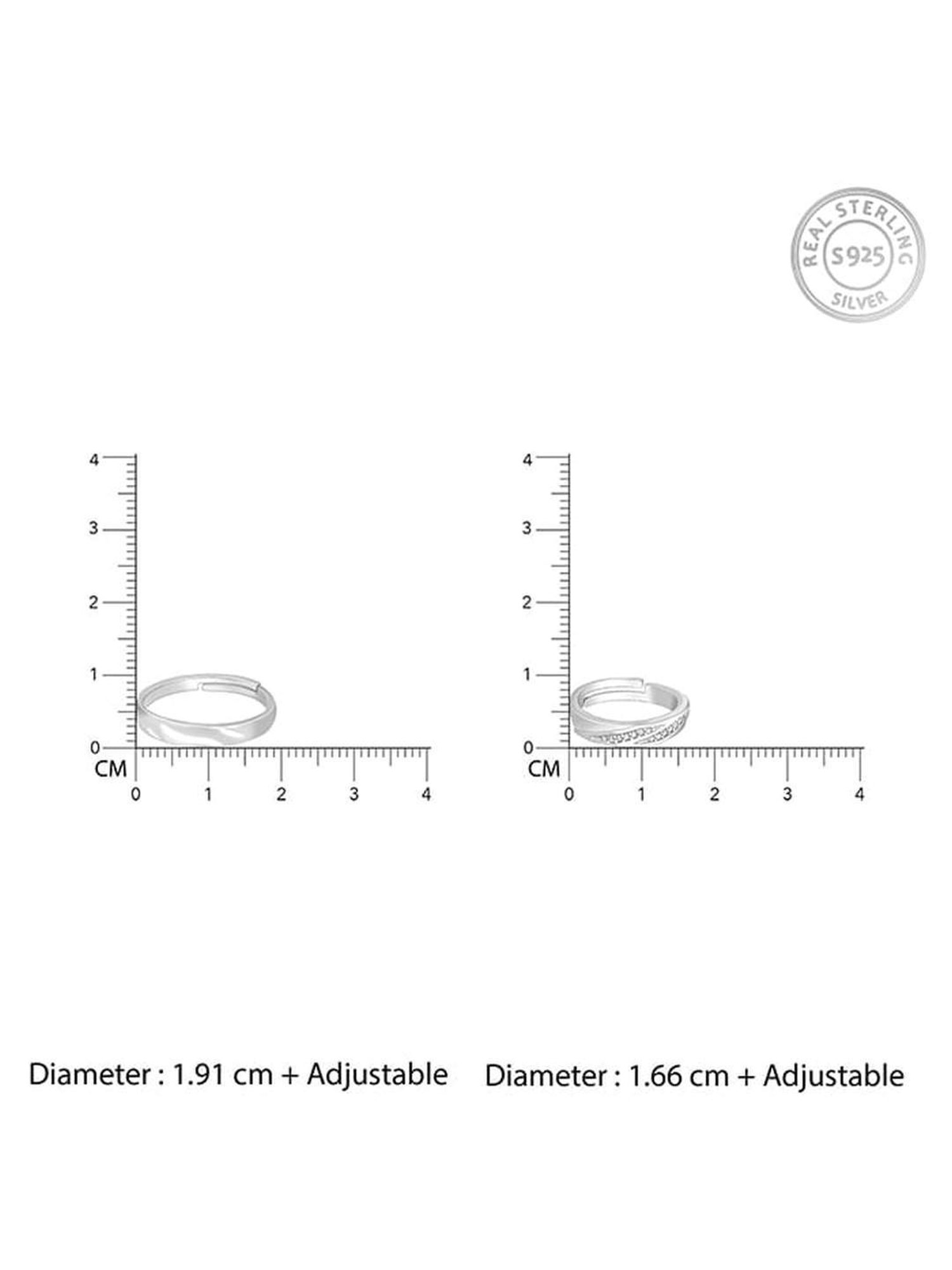 GIVA 925 Silver Anushka Sharma Silver Vintage Couple Band for Women & Girls