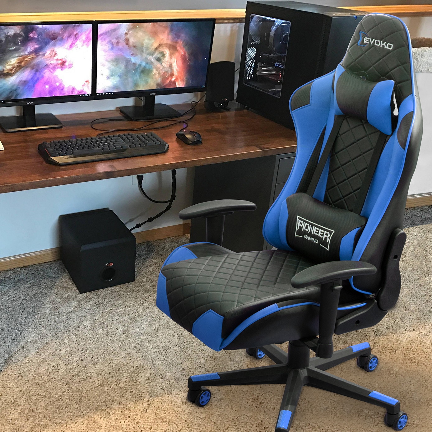 Gaming Chair, Racing Style Computer Desk Chair Padded Armrests Ergonomic Lumbar Support Adjustable Height