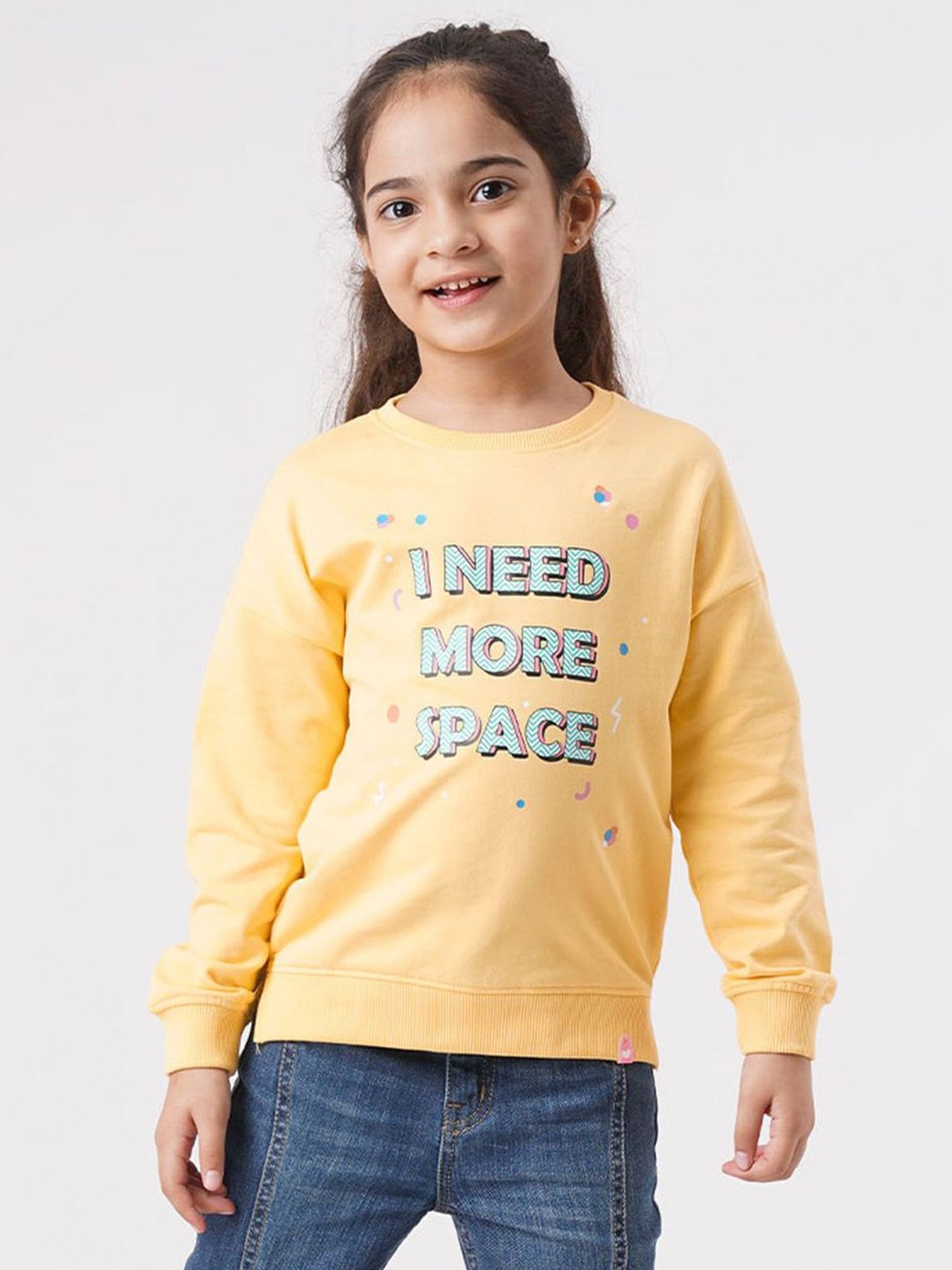 Ed-a-Mamma Kids Yellow Graphic Print  Sweatshirt