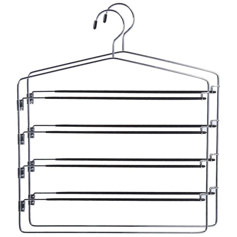 Juvale Swing Arm Hanger - 2-Pack Multi Pants Organizer with Hook for Pants Skirt Ties Accessories, 16 x 18 Inches, Chrome