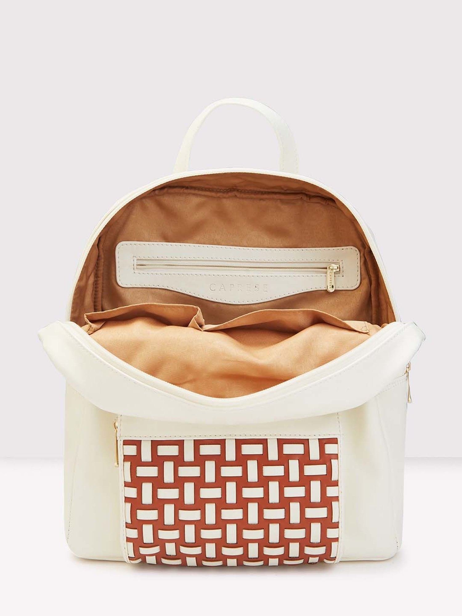 Caprese ZETA White Faux Leather Large Backpack